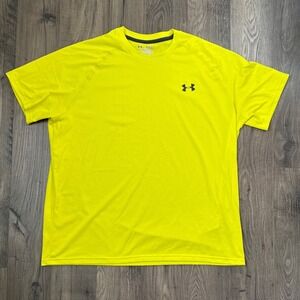 Under Armour Heatgear Loose Fit T Shirt Yellow XL Men Athletic Workout Gym